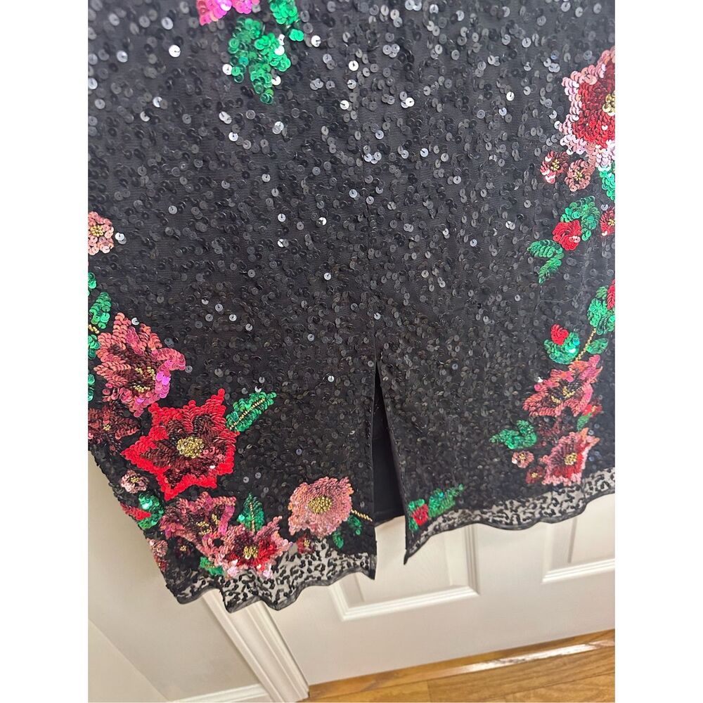 Mac Duggal Sz 16 Style5596 Black Floral Sequin Formal Evening Gown NWT MSRP $698 - Picture 8 of 12